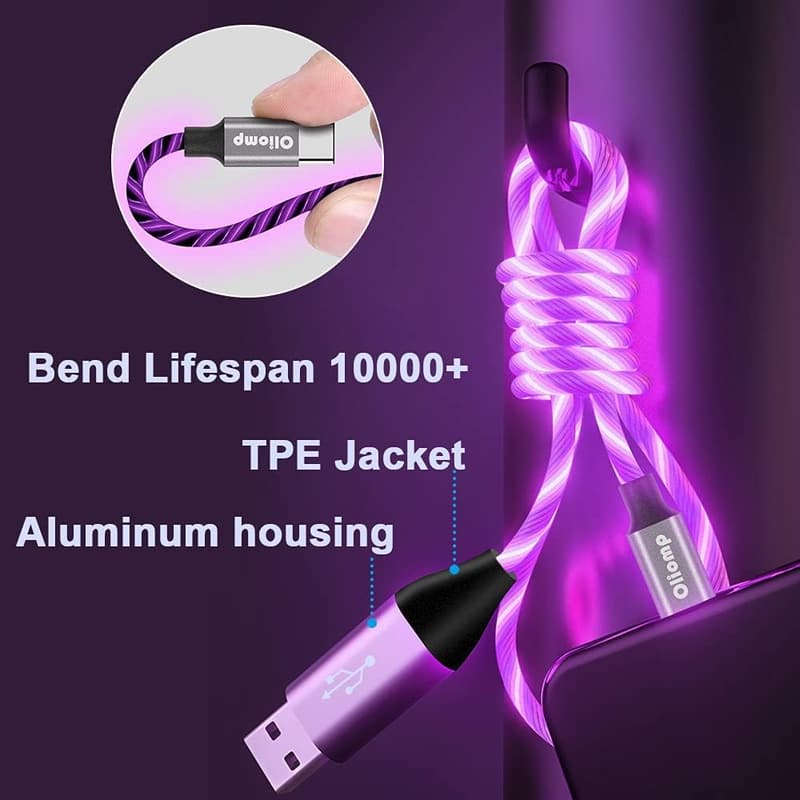 Apple MFi Certified 6ft LED Lightning Charger Cable - Purple