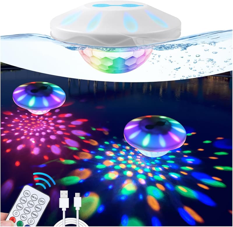 Floating Rechargeable Pool Lights with Remote Control - IP68 Waterproof RGB