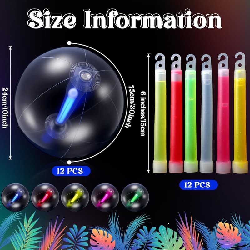 Neon Glow Beach Ball Party Decoration Set for Kids & Adults