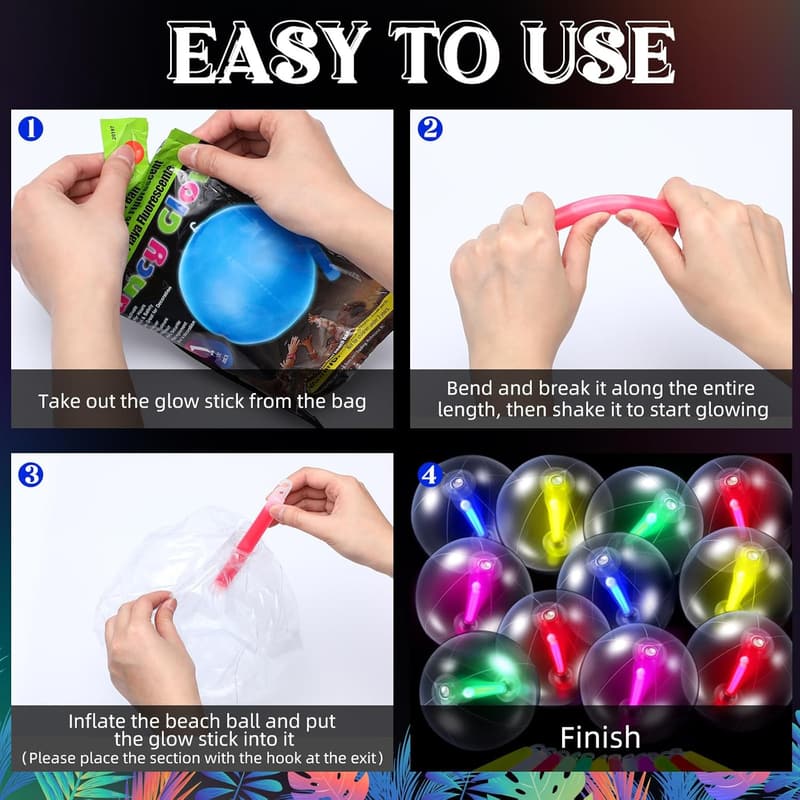 Neon Glow Beach Ball Party Decoration Set for Kids & Adults