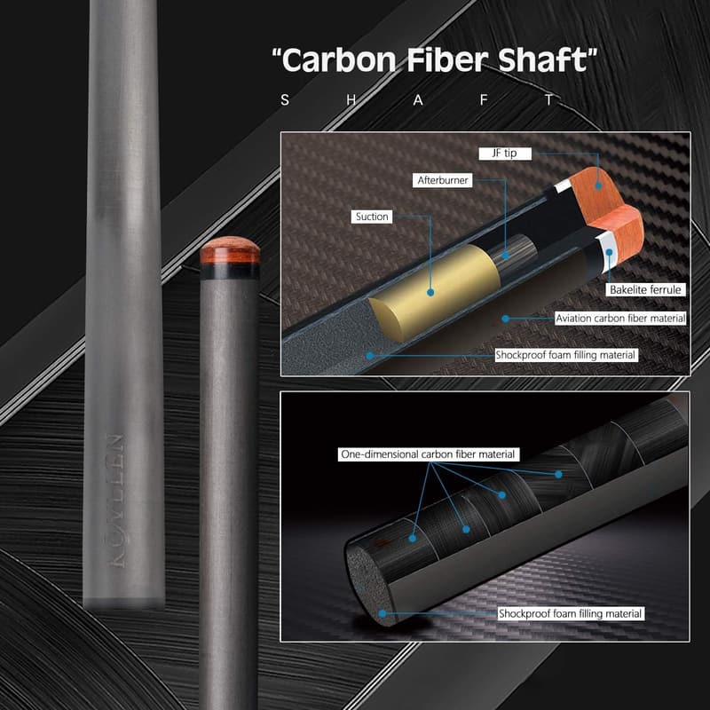 Professional 58-Inch Carbon Fiber Pool Cue for Adults
