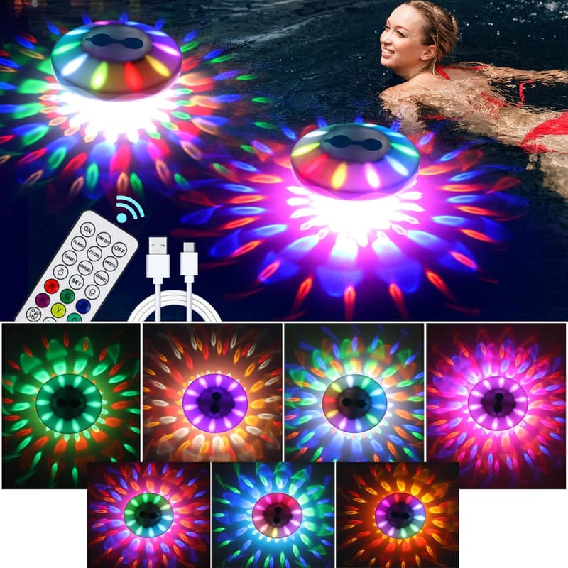 Rechargeable RGB Floating Pool Light - Waterproof LED for Pools