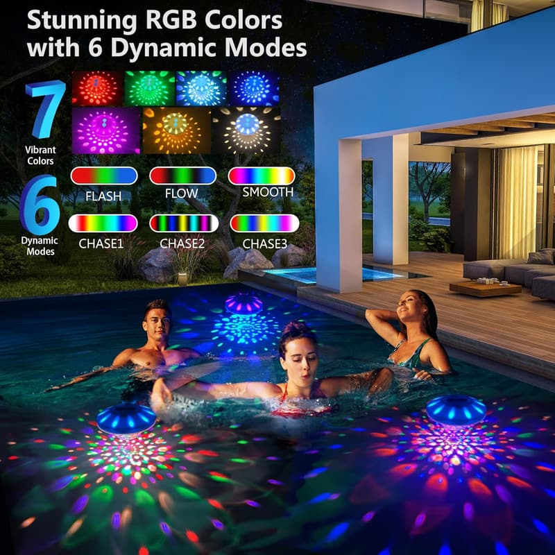 Rechargeable RGB Floating Pool Light - Waterproof LED for Pools