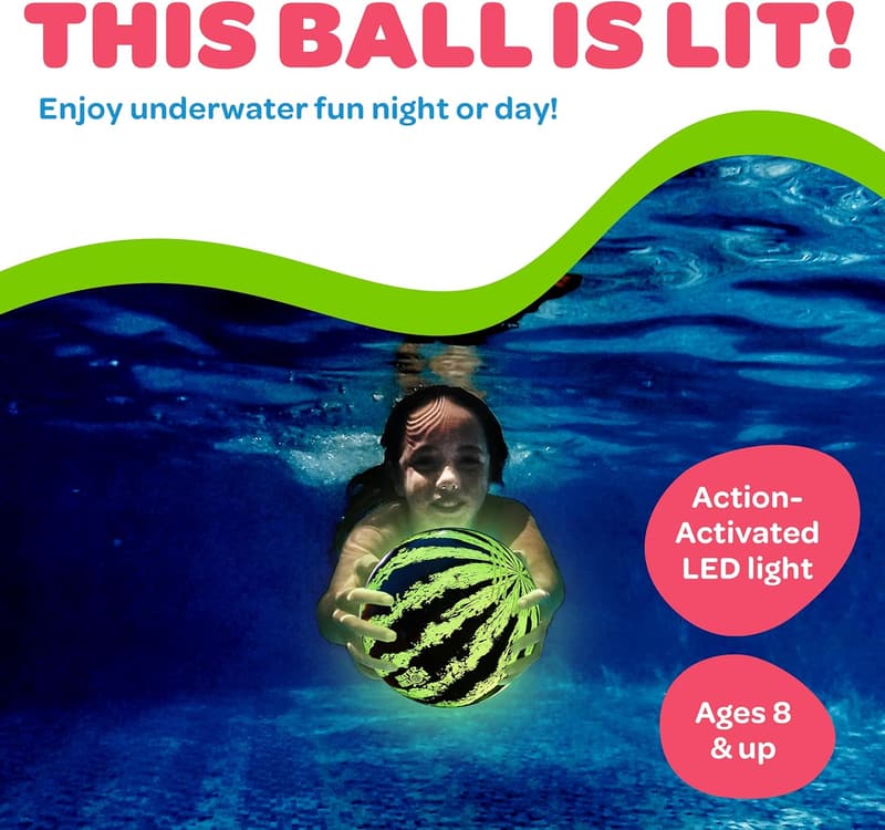 Glow in the Dark Watermelon Ball Pool Toy for Kids & Adults