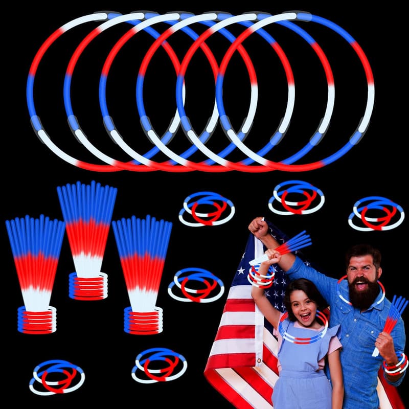 Fourth of July Glow Stick Party Favors - 100 PCS