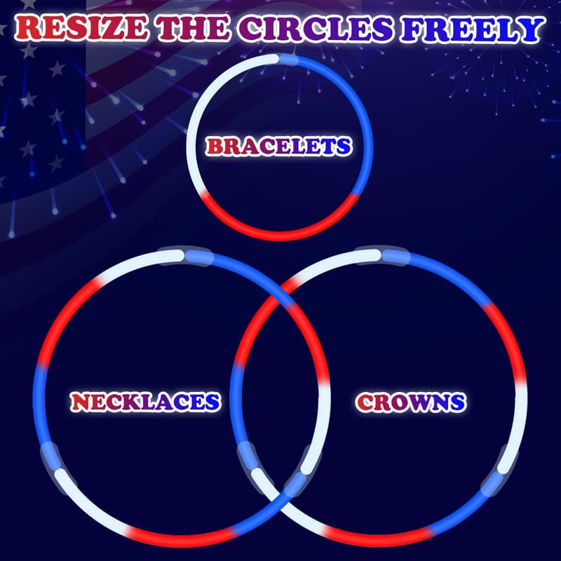 Fourth of July Glow Stick Party Favors - 100 PCS
