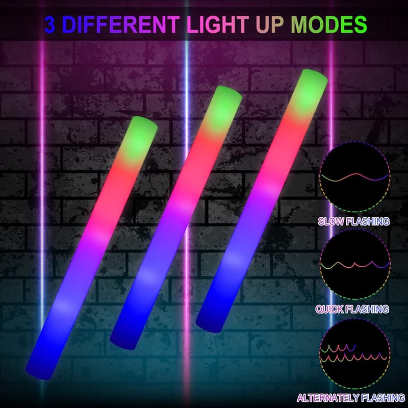 Glow Sticks Bulk - LED Foam Batons for Party Favors