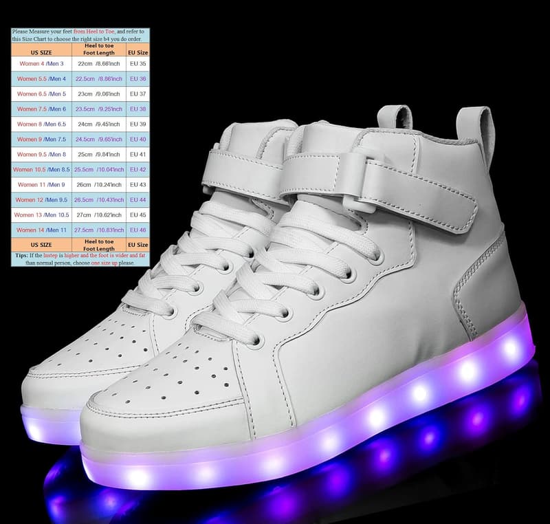 Flashing LED High Top Sneakers with USB Charging for Teens