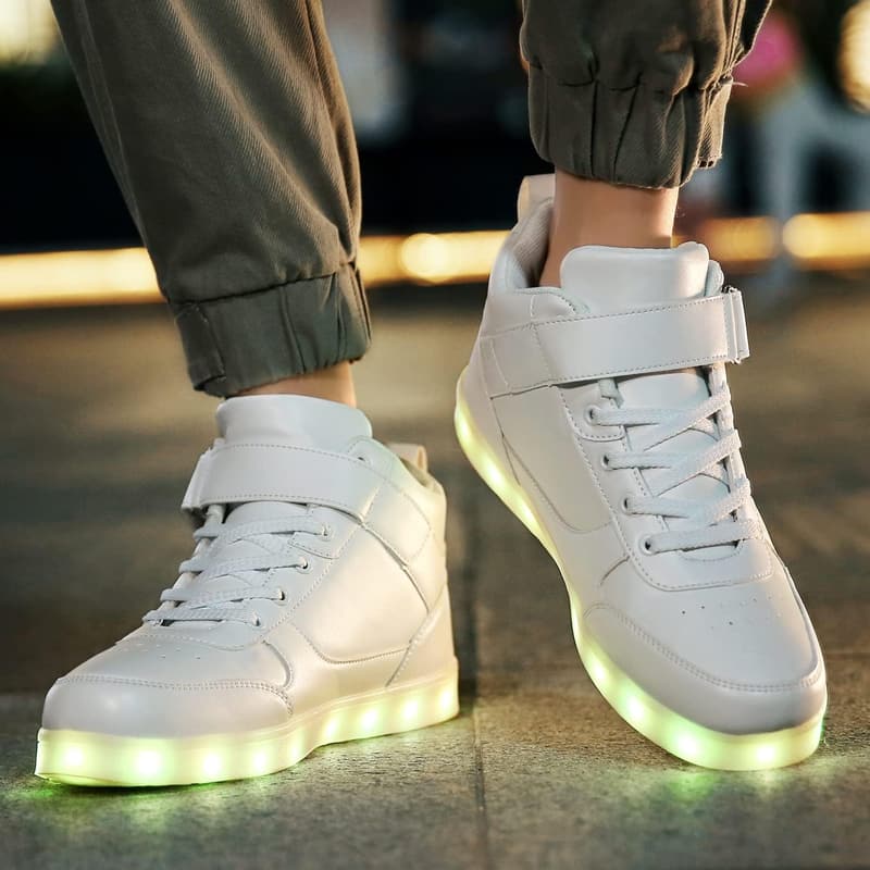 Unisex LED Light Up High Top Sneakers - USB Charging for Couples