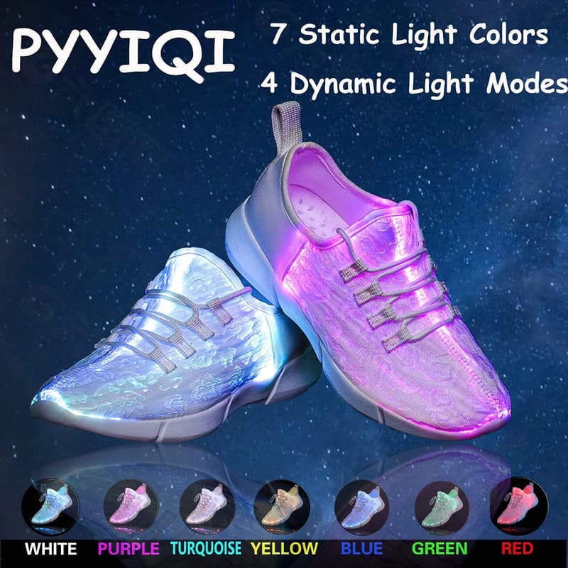 Luminous LED Fiber Optic Sneakers for Festivals and Parties