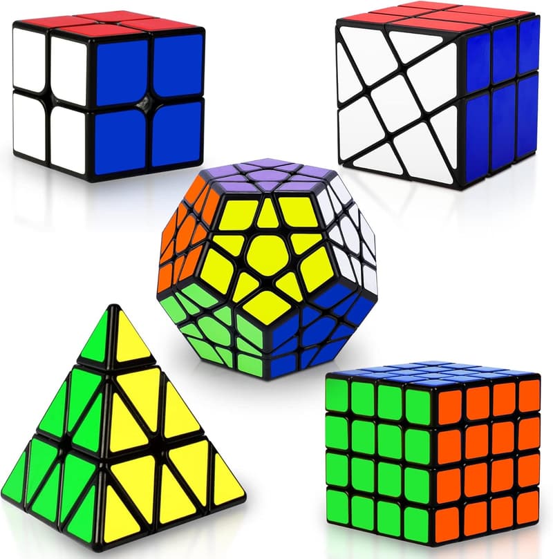 Puzzle Cube Set - 5-Pack Speed Cubes for Kids & Adults