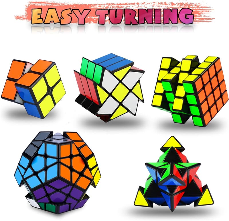 Puzzle Cube Set - 5-Pack Speed Cubes for Kids & Adults