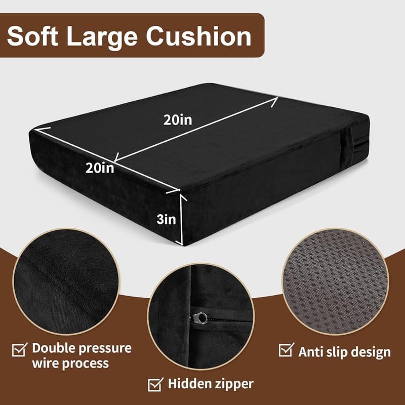 Thickened Black Foam Chair Cushion for Elderly Recliners