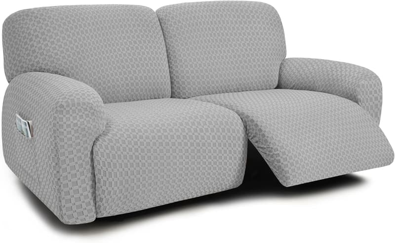 Extra Wide Reclining Love Seat Slipcover - Light Grey