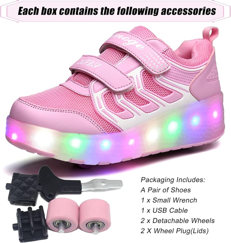LED Light-Up Roller Sneakers for Kids - USB Rechargeable