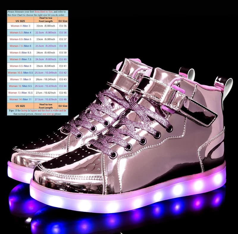 Flashing LED High Top Sneakers with USB Charging for Teens