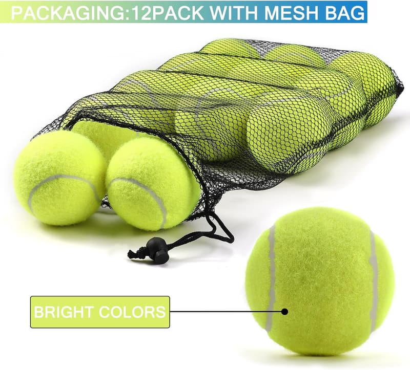 Beginner Tennis Balls – 12 Pack High Elasticity with Mesh Bag