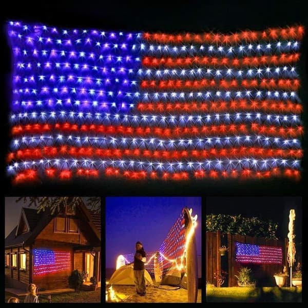 Waterproof LED American Flag String Lights for Memorial Day Decor