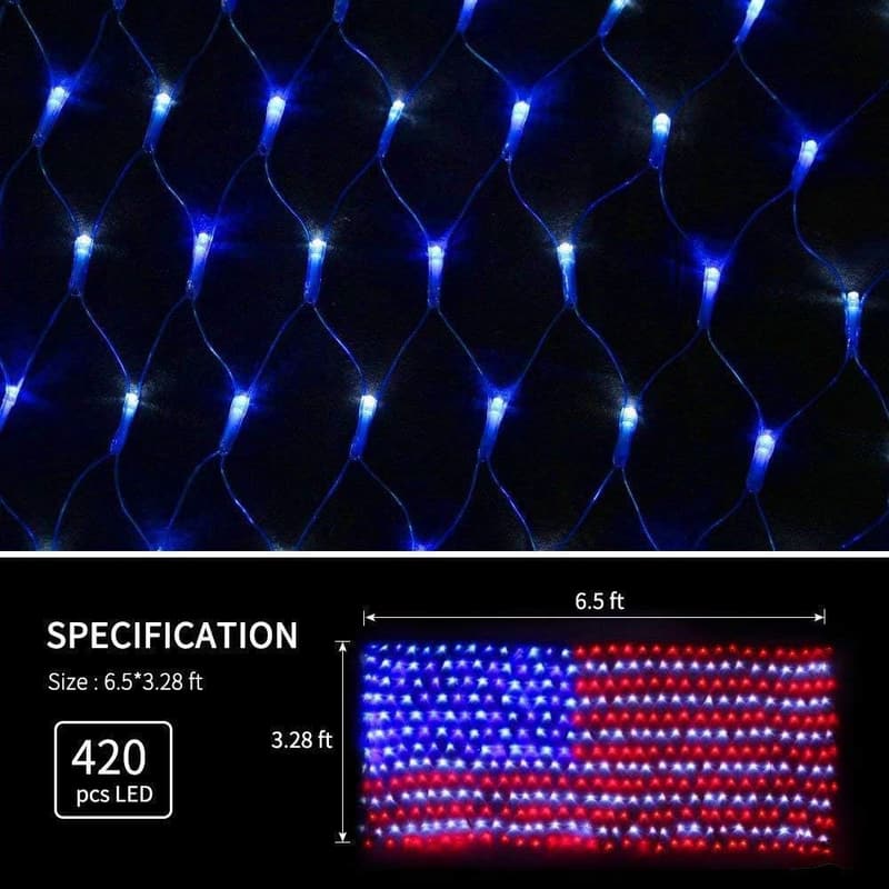 Waterproof LED American Flag String Lights for Memorial Day Decor