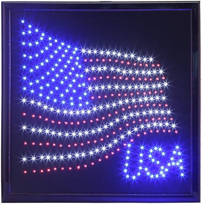 LED American Flag Wall Sign with Animated Lighting, 19