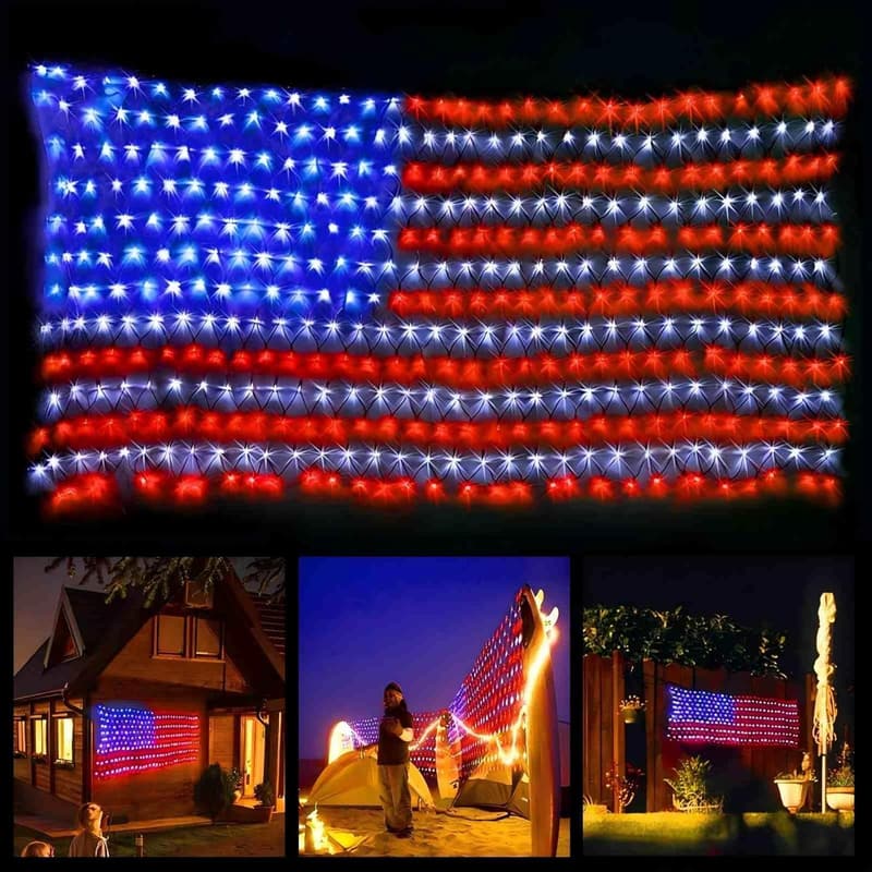 Waterproof LED American Flag String Lights for Independence Day Party