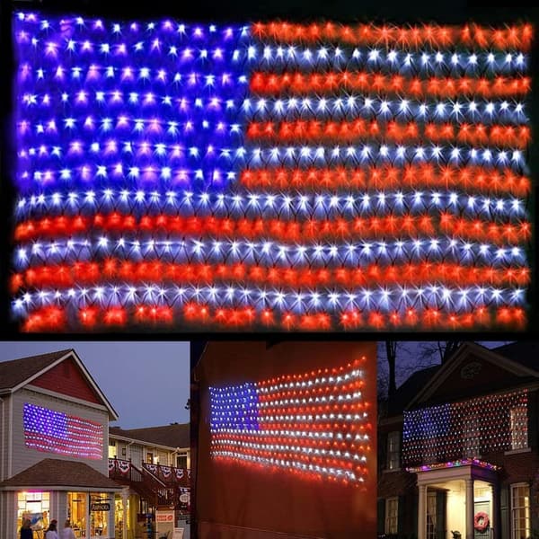 Patriotic LED String Lights for Memorial Day & 4th of July