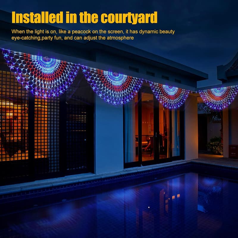 4th of July Waterproof American Flag LED Lights - 243 LEDs