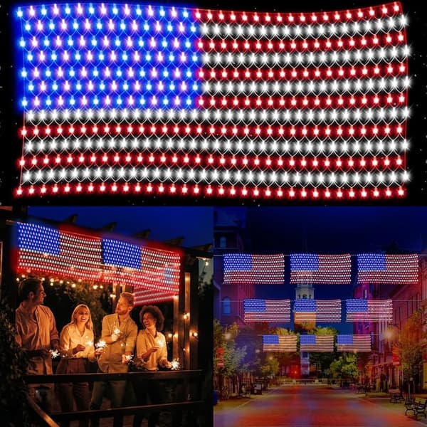 4th of July LED American Flag Net Lights - Waterproof Decoration