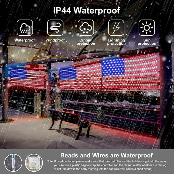 4th of July LED American Flag Net Lights - Waterproof Decoration