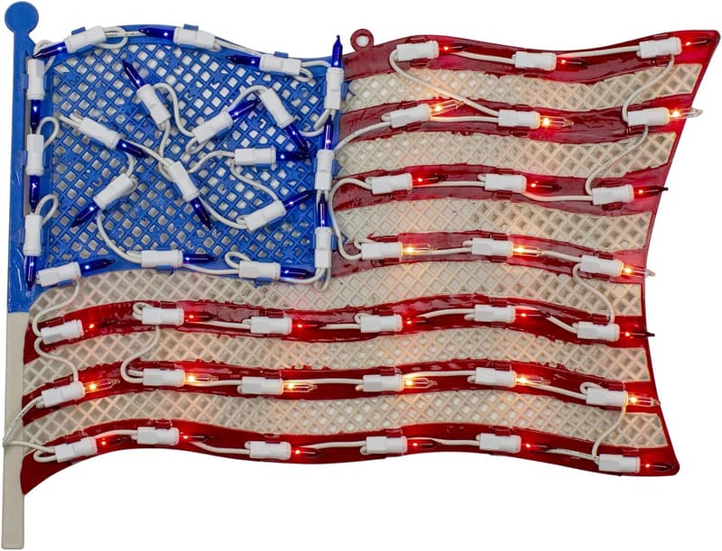 Patriotic Lighted American Flag Window Decoration