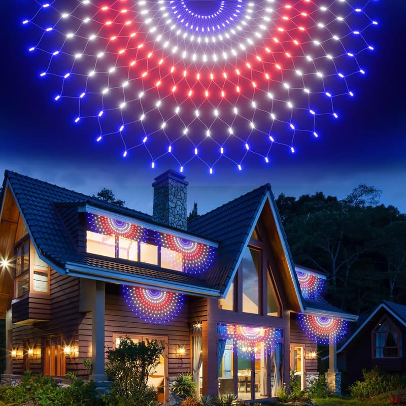 Independence Day 3-Pack LED American Flag String Lights