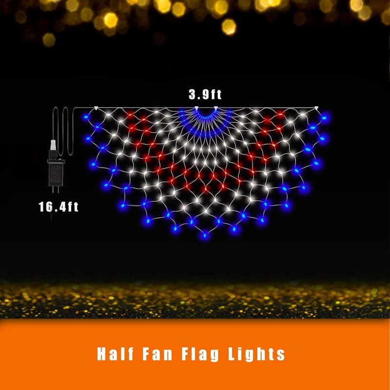 Independence Day 3-Pack LED American Flag String Lights