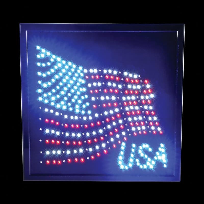 American Flag LED Lighted Sign - 14 x 18