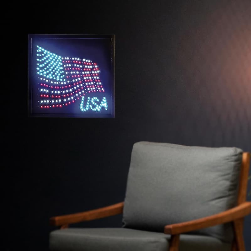 American Flag LED Lighted Sign - 14 x 18