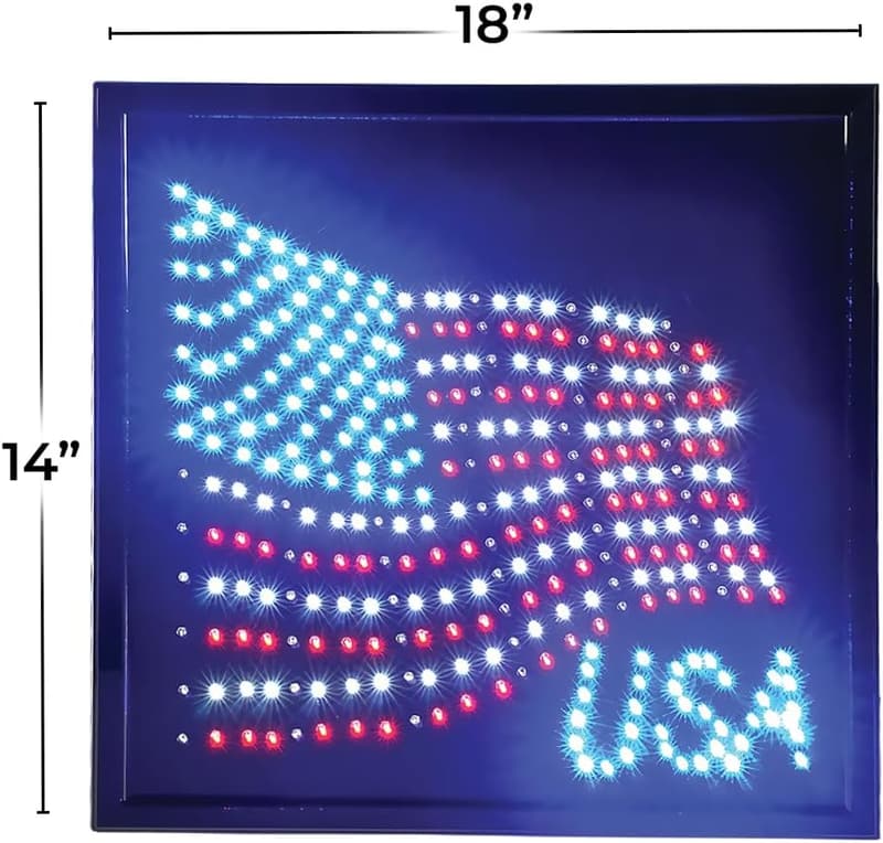 American Flag LED Lighted Sign - 14 x 18