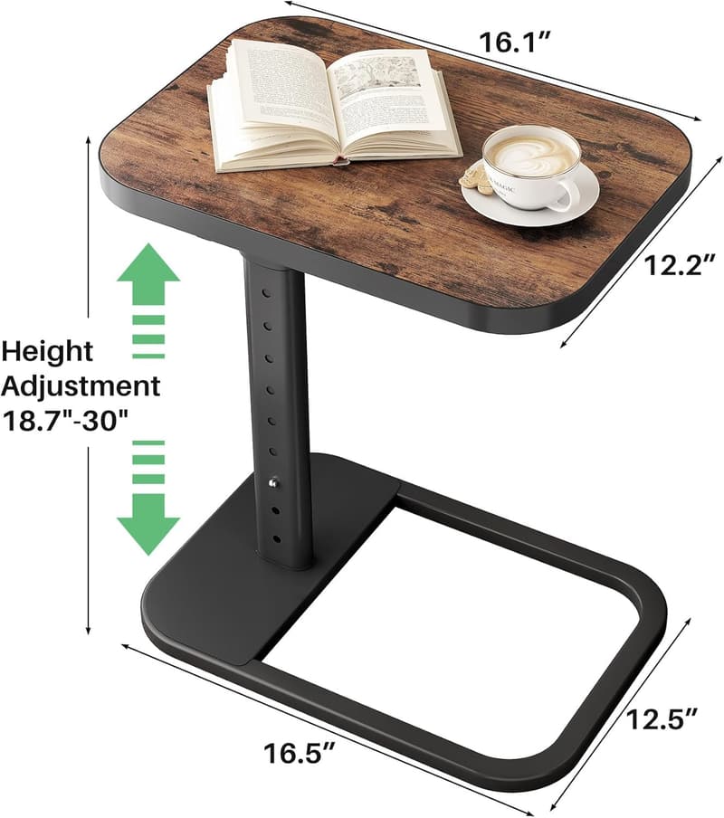 Adjustable Height TV Tray Table - Flip-Over Panel Side Table