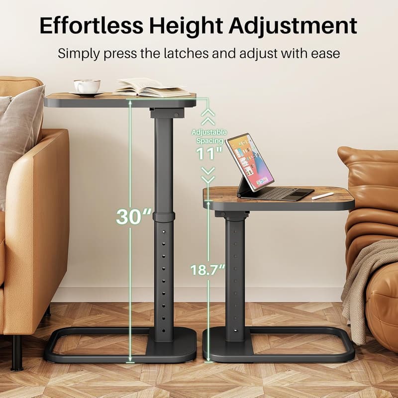 Adjustable Height TV Tray Table - Flip-Over Panel Side Table