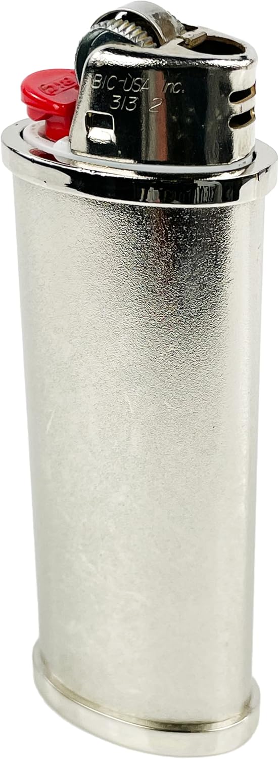 Reusable Metal Lighter Case Sleeve for Bic Lighters (Silver)