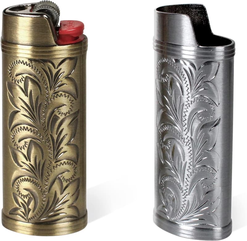 Vintage Floral Engraved Lighter Case Covers - 2 Pack