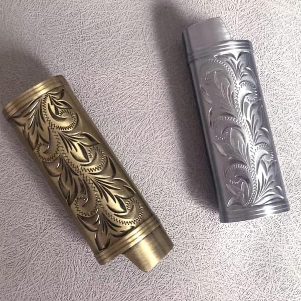 Vintage Floral Engraved Lighter Case Covers - 2 Pack