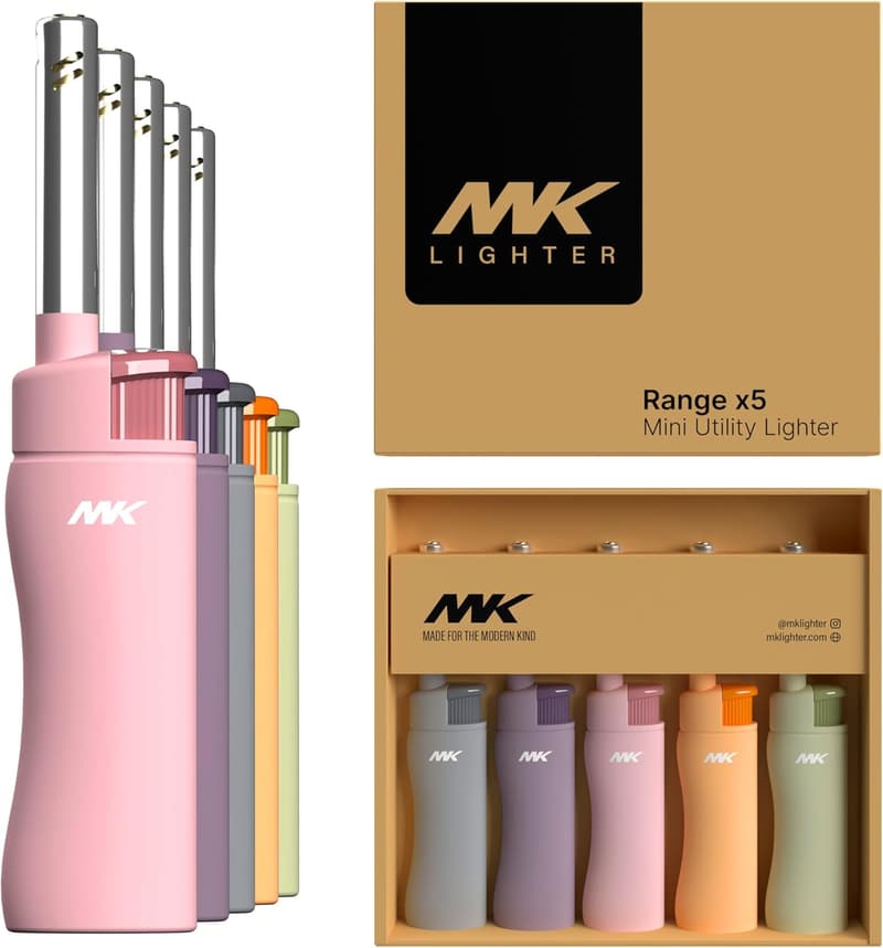 Butane Refillable Candle Lighter Set for BBQ & Camping - 5-Pack