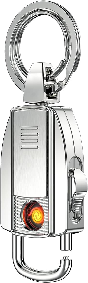 USB Electric Keychain Lighter in Silver with 2 Free Tungsten Coils