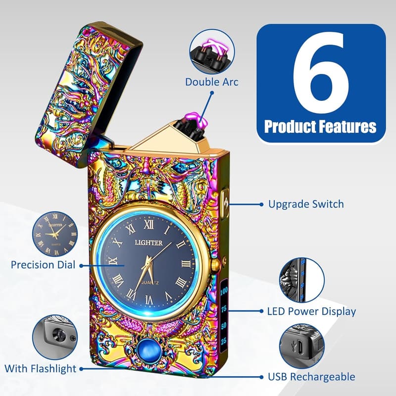 USB Rechargeable Electric Plasma Arc Lighter for Outdoor Use