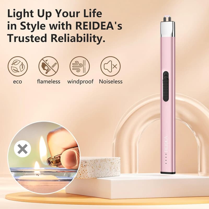 USB Rechargeable Windproof Candle Lighter - Rose Gold