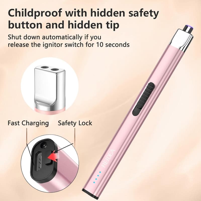 USB Rechargeable Windproof Candle Lighter - Rose Gold