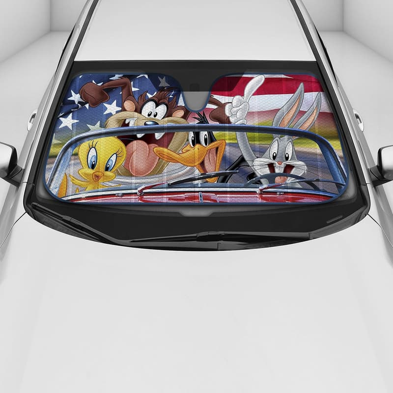 Looney Tunes Folding Auto Sunshade - UV Block for Cars/SUVs