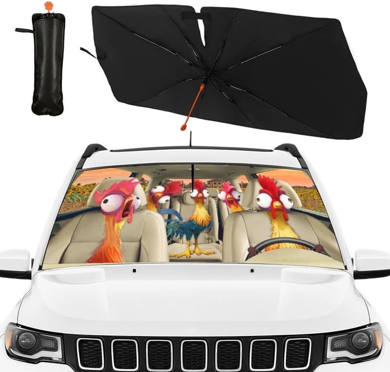 Funny Rooster Car Windshield Umbrella UV Sun Shade Protector