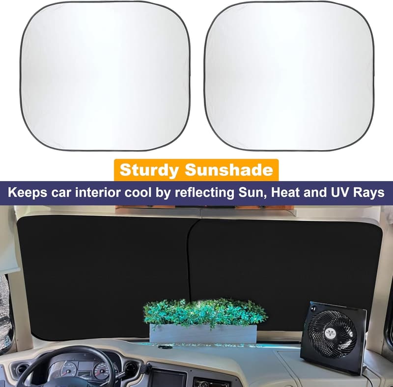 Reflective Foldable RV Windshield Sunshade for Large Vehicles