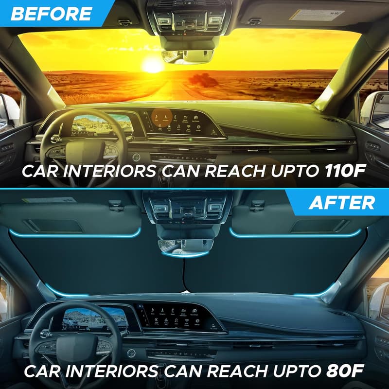 Foldable Truck Windshield Sun Shade | UV & Heat Protection | 36