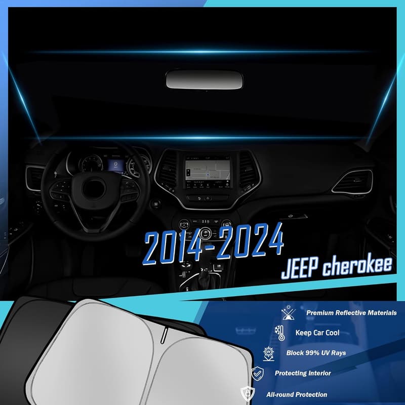 Custom Double-Layer Windshield Sunshade for Jeep Cherokee 2014-2023